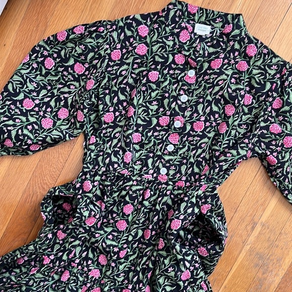 Little Tibet Boutique S / M 100% Cotton Tiered Skirt Puff Sleeve Maxi Dress - Picture 6 of 14